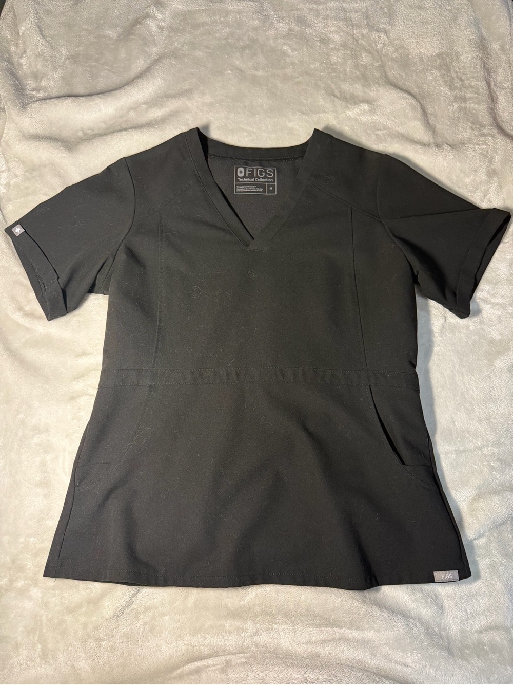 FIGS Women's Black V-Neck Scrub Top